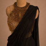 Organza saree drape with sharara bottoms